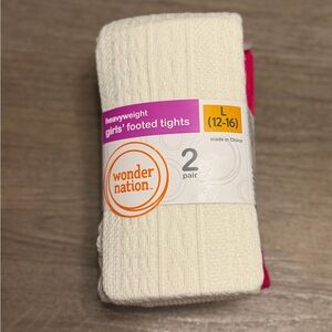 Girls Heavyweight Footed Tights 2 Pack Large